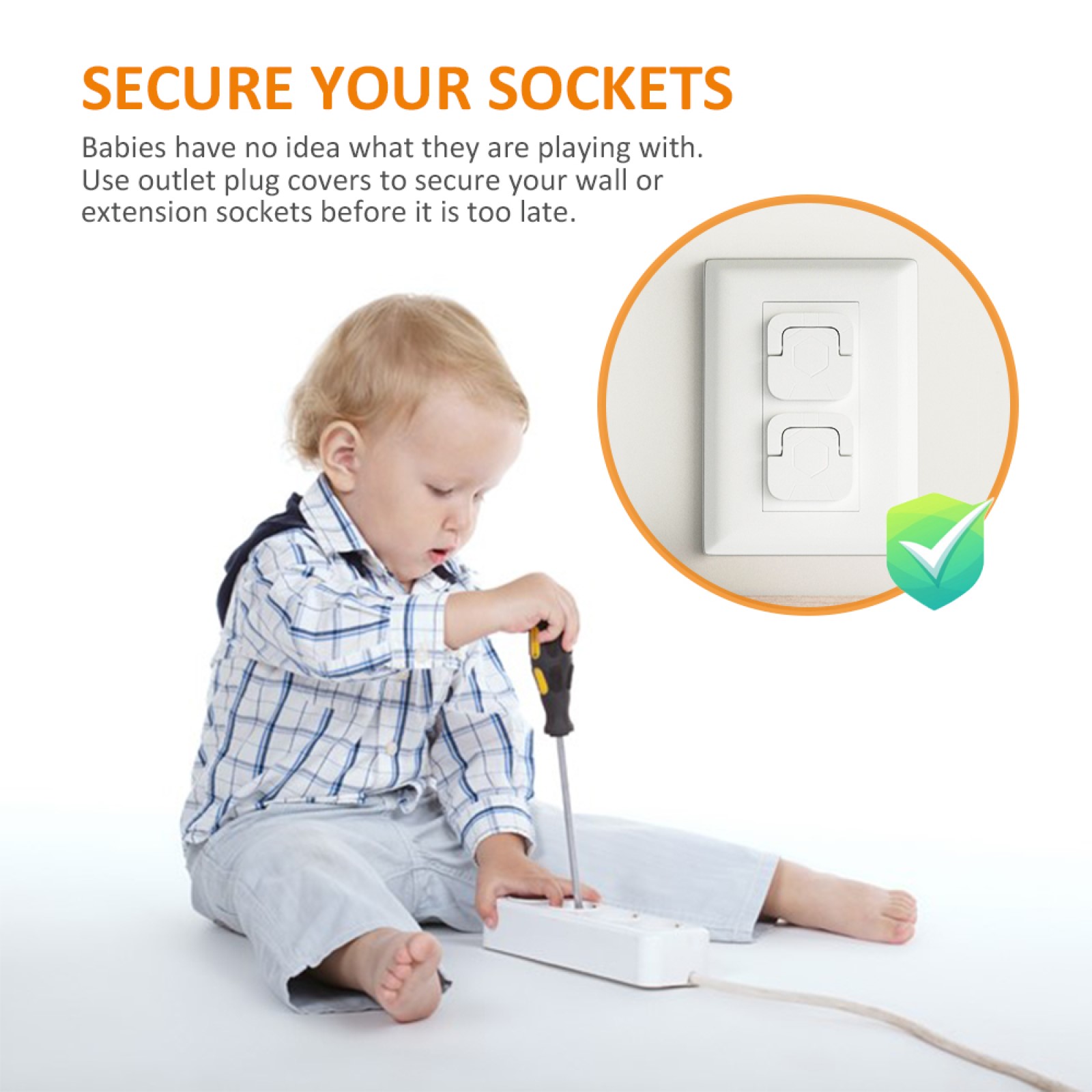 Outlet Covers Baby Proofing Socket Protectors Child Safety Plug Caps Difficult for Toddler to Remove Electric Shock Guard for US 3-Prong White 40 Pack